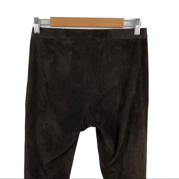 Alice + Olivia Suede Lamb Leather  Brown Skinny Pants 6 - Picture 8 of 16